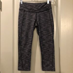 Lucy | Gray & Black Striped Crop Workout Leggings
